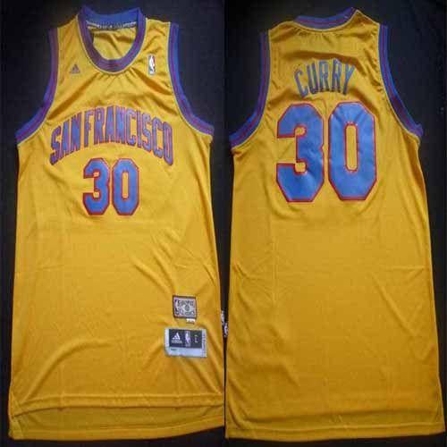Stephen Curry Golden State Warriors gold Throwback jersey