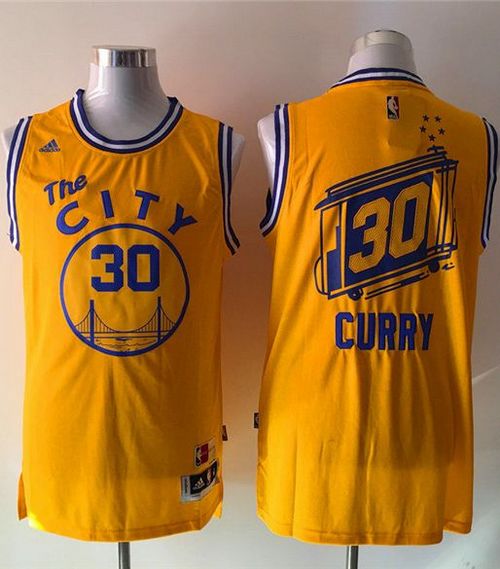 Stephen Curry Golden State Warriors gold Throwback jersey