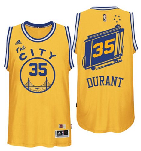 Kevin Durant Golden State Warriors gold Throwback jersey