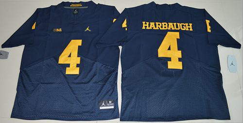 Jim Harbaugh Michigan Wolverines navy Elite jersey