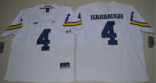 Jim Harbaugh Michigan Wolverines white Elite jersey