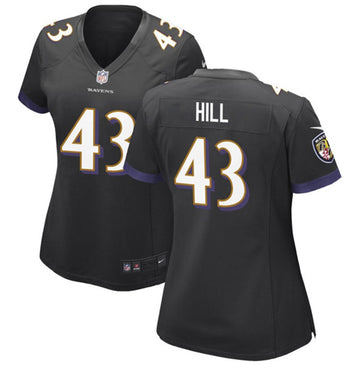 Justice Hill Baltimore Ravens black jersey