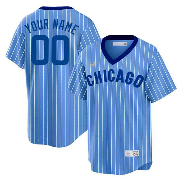 Custom Chicago Cubs blue Cooperstown jersey