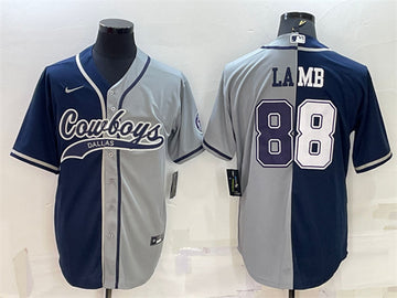 CeeDee Lamb Dallas Cowboys navy-gray Split jersey