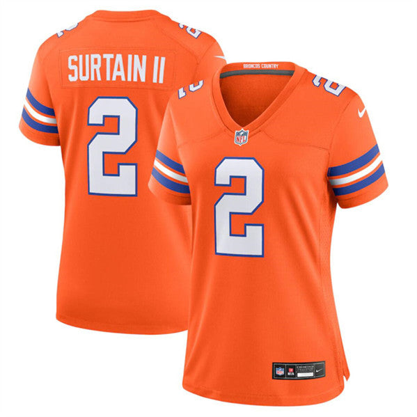 Patrick Surtain II Denver Broncos orange Throwback jersey