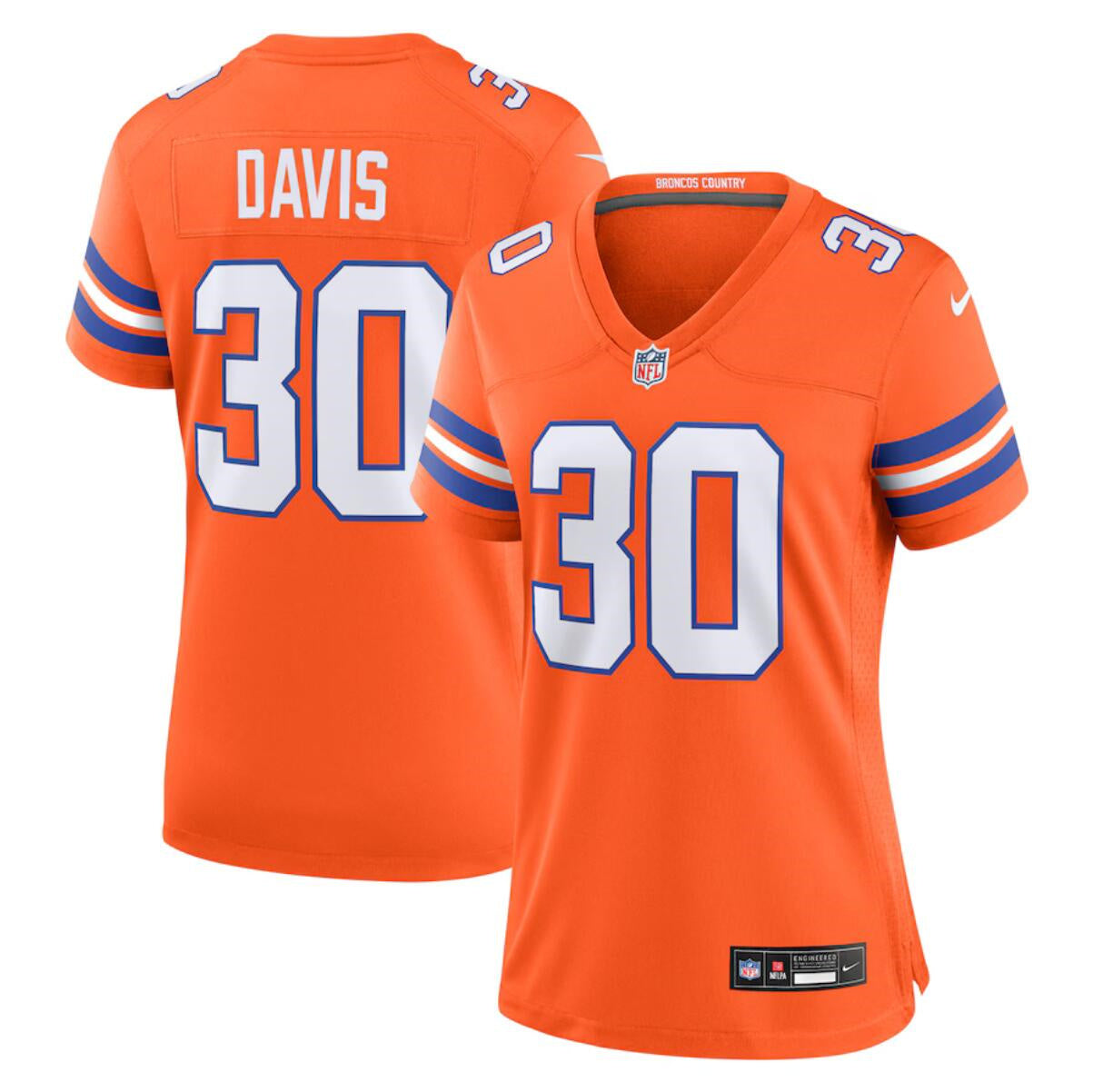 Terrell Davis Denver Broncos orange Throwback jersey