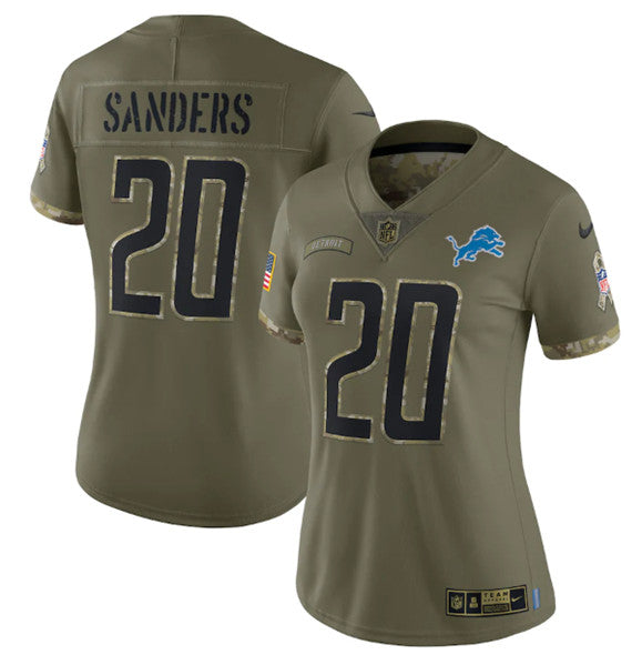 Barry Sanders Detroit Lions olive Salute To Service jersey