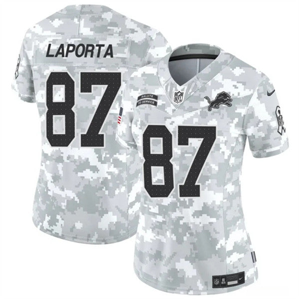 Sam LaPorta Arctic Detroit Lions camo Salute To Service jersey