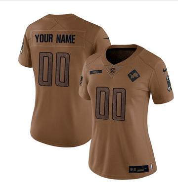 Custom Detroit Lions brown Salute To Service jersey
