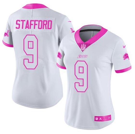 Custom Detroit Lions white-pink Fashion jersey