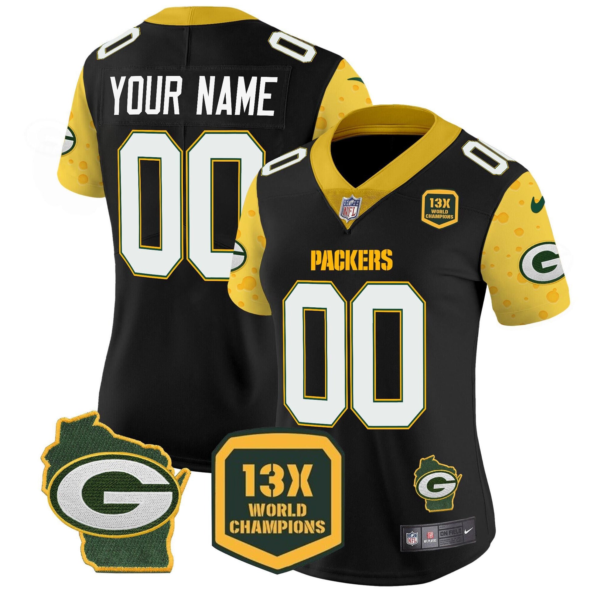 Custom Green Bay Packers green FUSE jersey