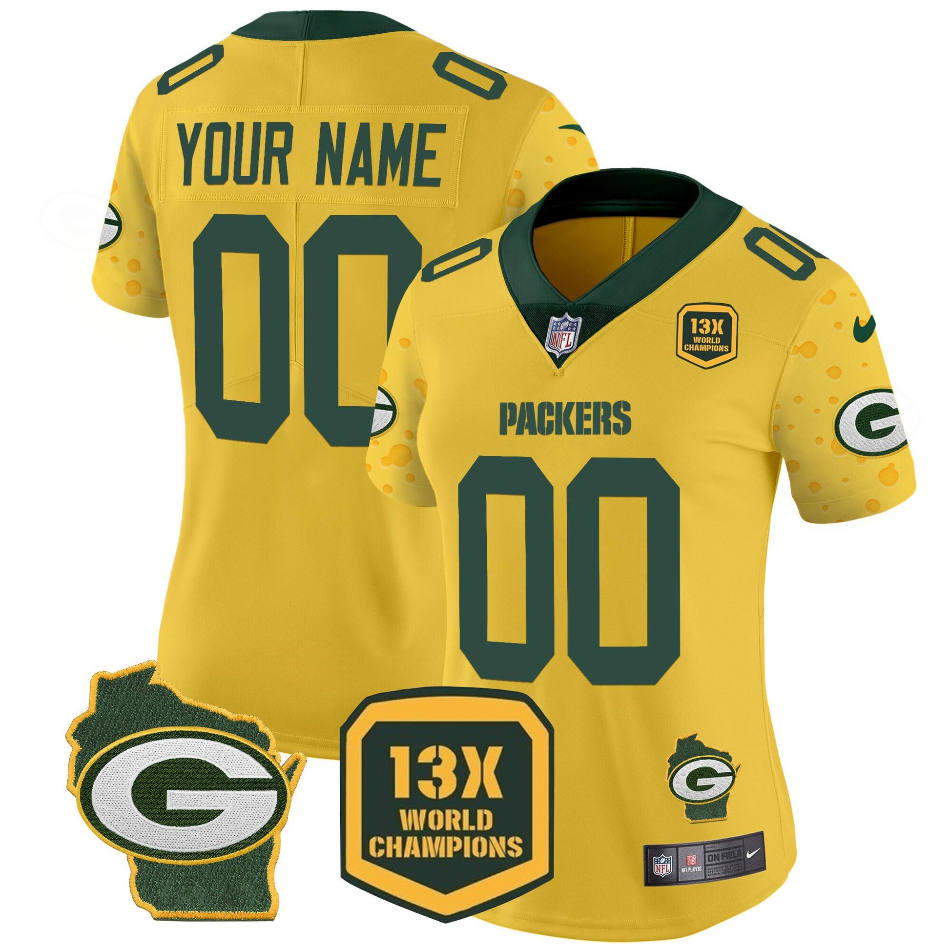 Custom Green Bay Packers green FUSE jersey