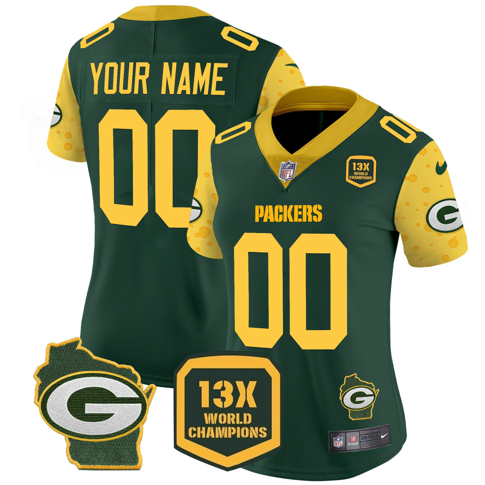 Custom Green Bay Packers green FUSE jersey
