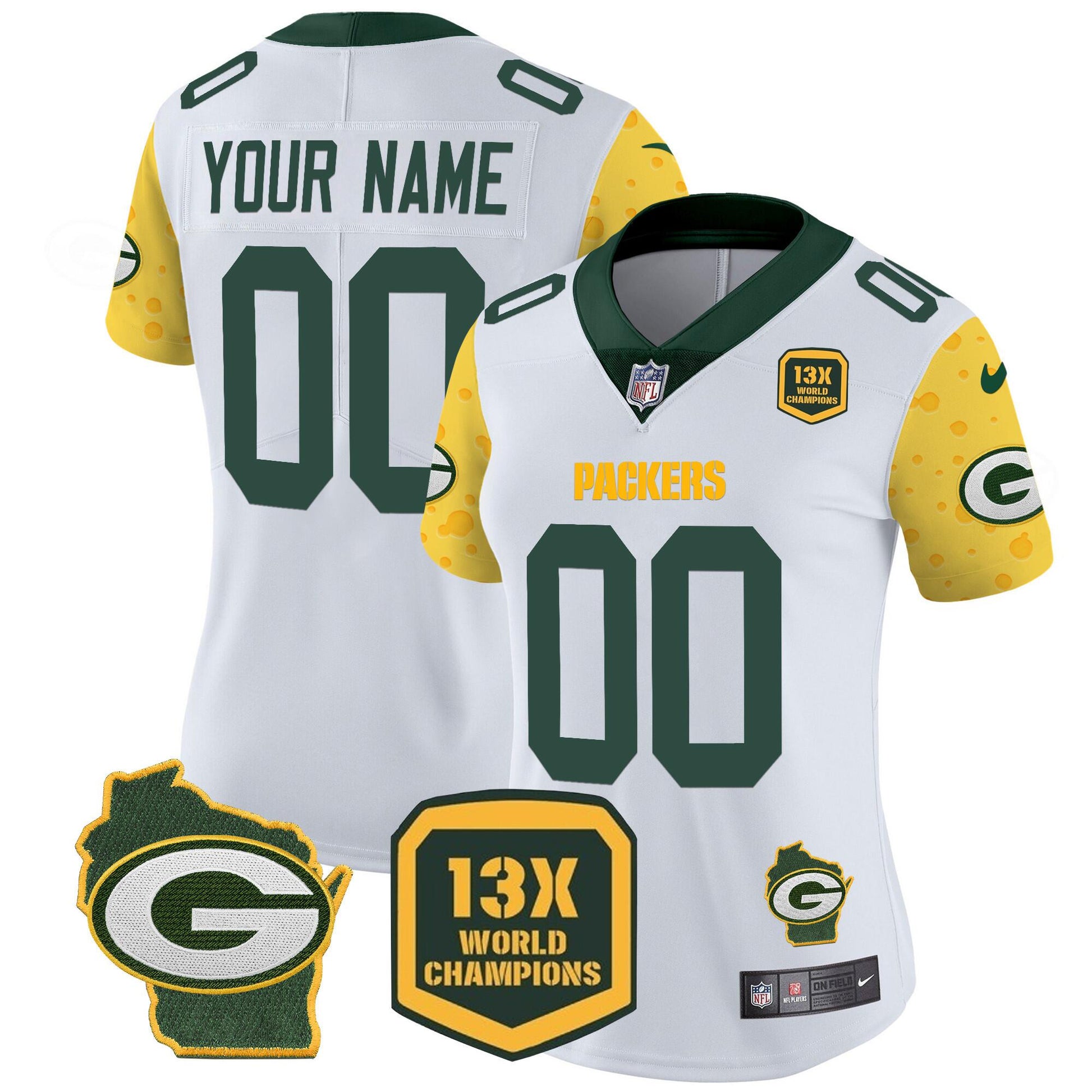 Custom Green Bay Packers green FUSE jersey
