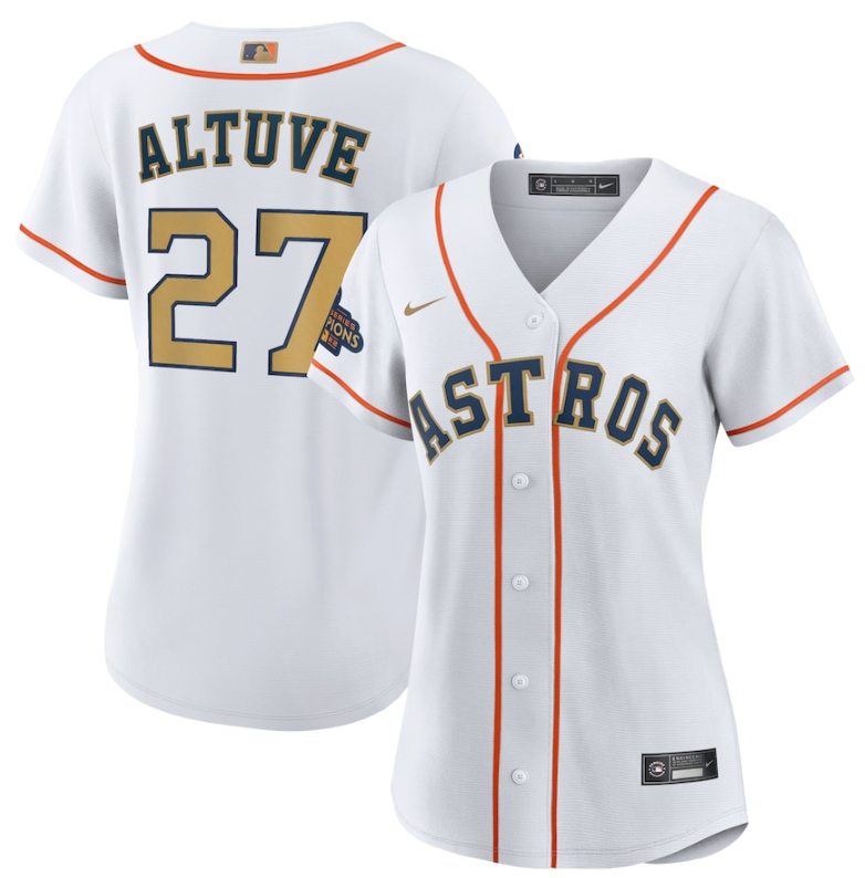 Jose Altuve Houston Astros white Gold Collection jersey