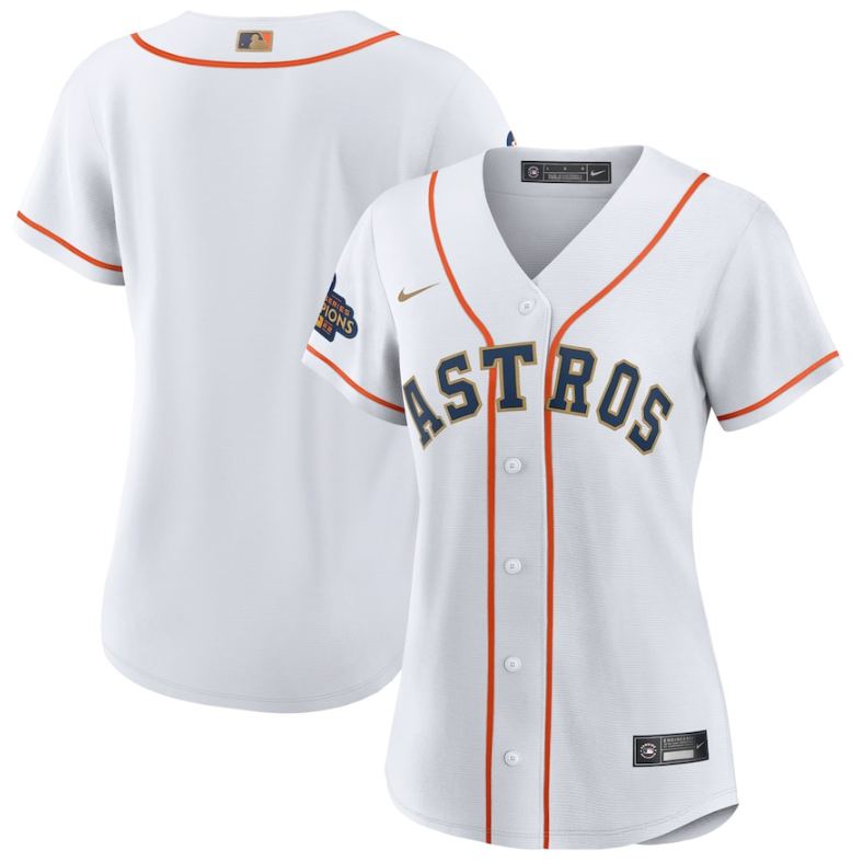 Custom Houston Astros white Gold Collection jersey