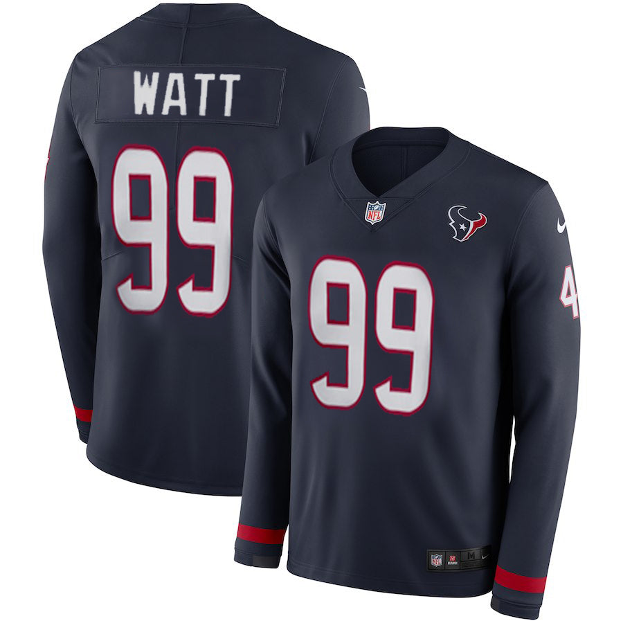 JJ Watt NavyTherma Long Sleeve Houston Texans jersey