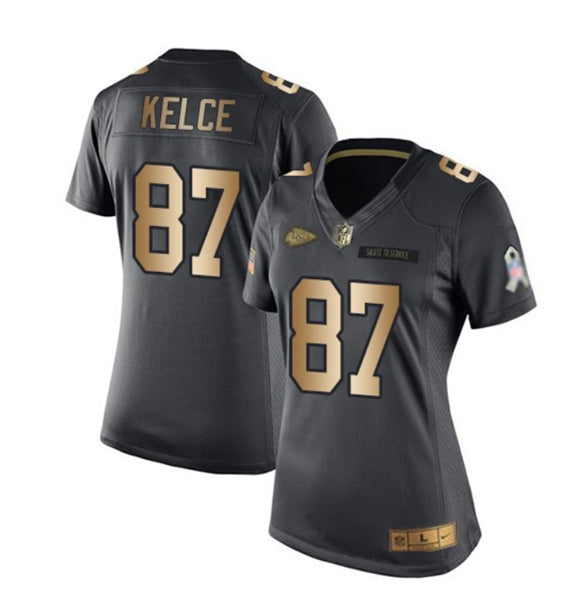 Travis Kelce Kansas City Chiefs black-gold Salute To Service jersey