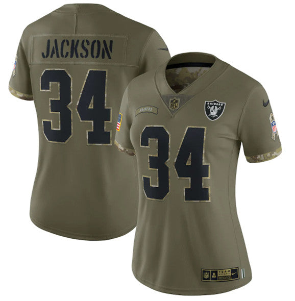 Bo Jackson Las Vegas Raiders olive Salute To Service jersey