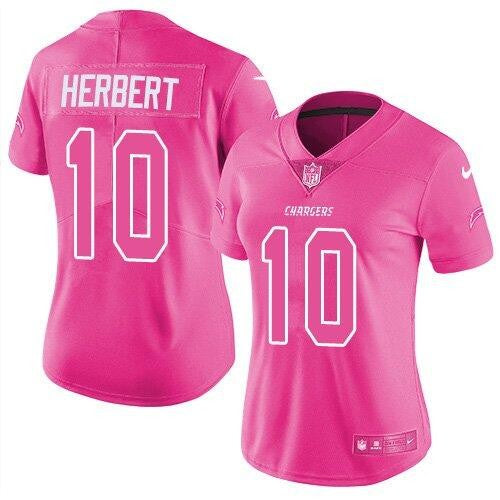 Justin Herbert Los Angeles Chargers pink jersey
