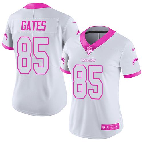 Custom Los Angeles Chargers white-pink jersey