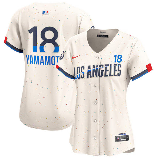 Yoshinobu Yamamoto Los Angeles Dodgers cream City Connect jersey