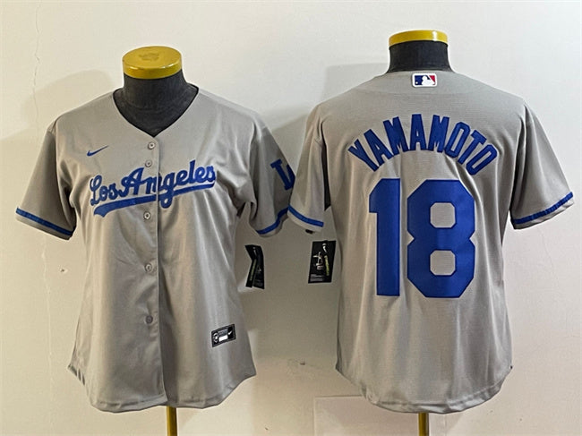 Yoshinobu Yamamoto Los Angeles Dodgers gray jersey