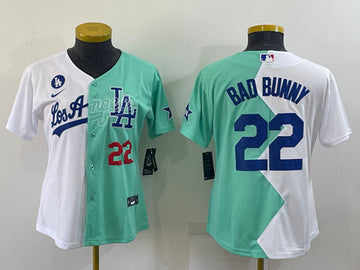 Bad Bunny Los Angeles Dodgers white-green All-Star jersey