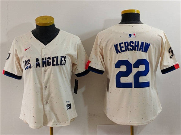 Clayton Kershaw Los Angeles Dodgers cream jersey