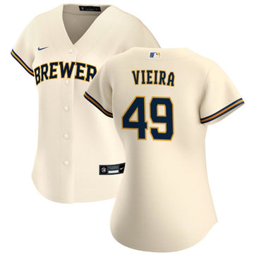 Thyago Vieira Milwaukee Brewers cream jersey