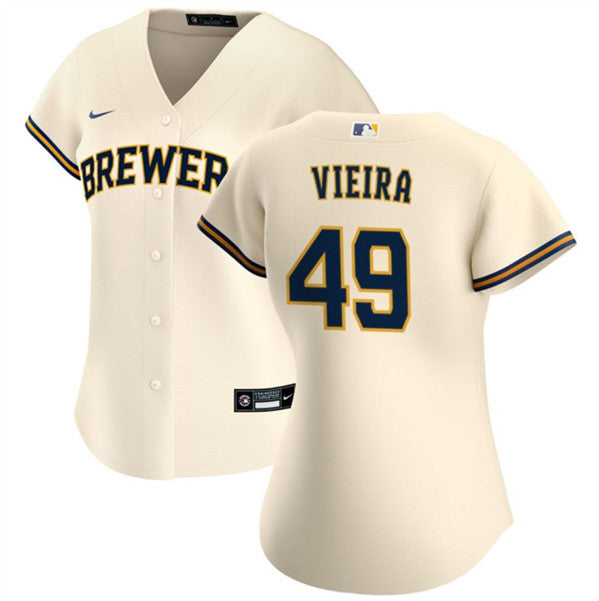 Thyago Vieira Milwaukee Brewers cream jersey