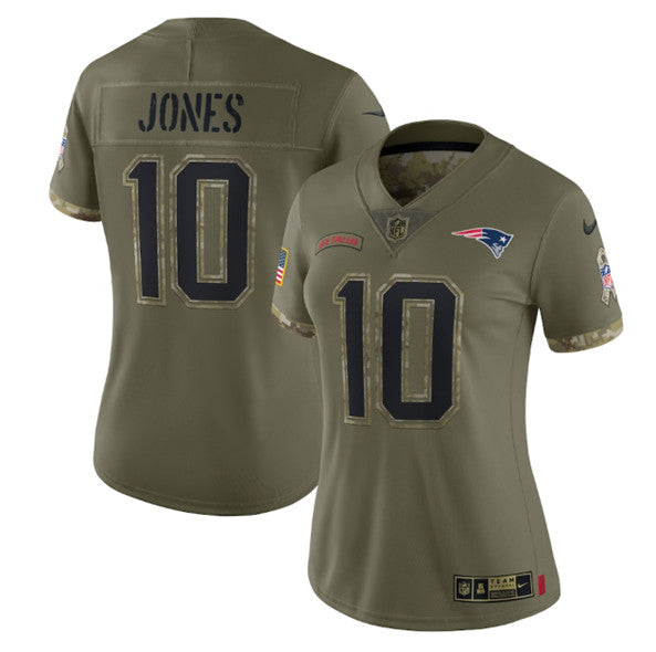 Mac Jones New England Patriots olive Salute To Service jersey