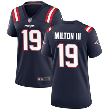Joe Milton III New England Patriots navy jersey
