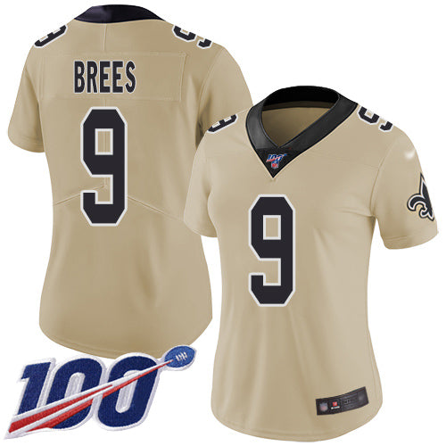 Drew Brees New Orleans Saints gold Inverted Legend jersey
