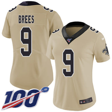 Drew Brees New Orleans Saints gold Inverted Legend jersey