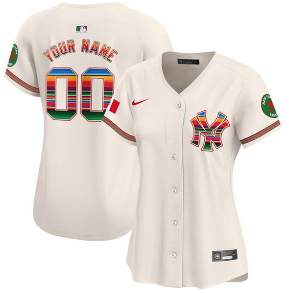 Custom New York Yankees cream jersey