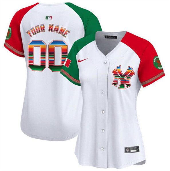 Custom New York Yankees white-red-green jersey