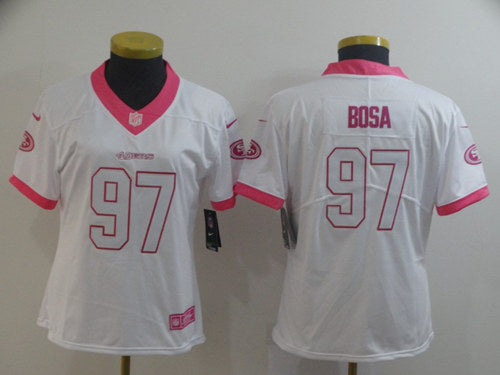 Nick Bosa San Francisco 49ers white-pink jersey
