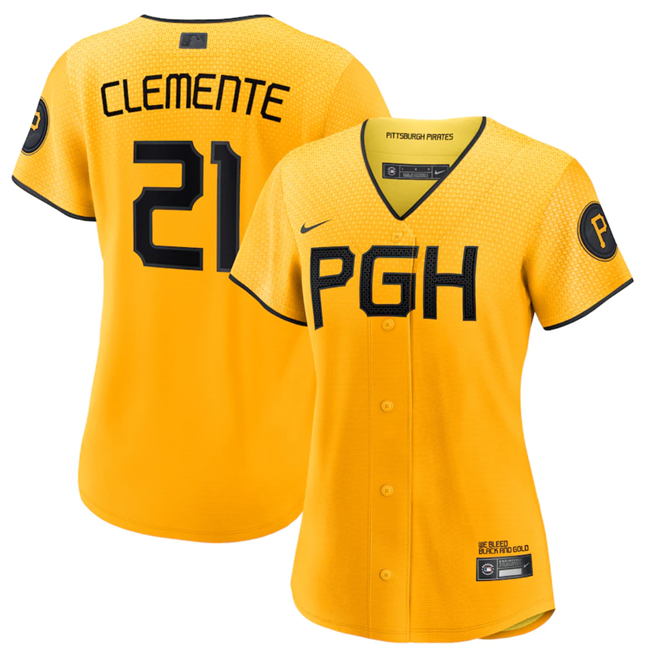 Roberto Clemente Pittsburgh Pirates gold City Connect jersey