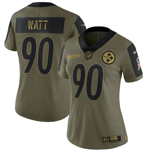 T J Watt Pittsburgh Steelers olive Salute To Service jersey