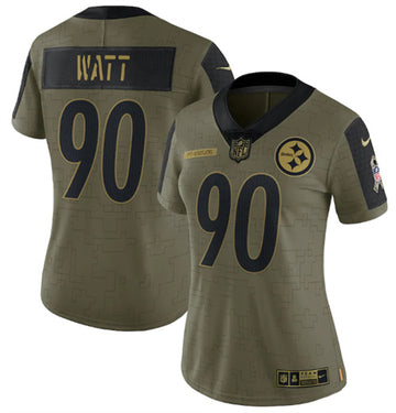 T J Watt Pittsburgh Steelers olive Salute To Service jersey