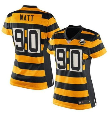 T J Watt Pittsburgh Steelers yellow-black Throwback jersey