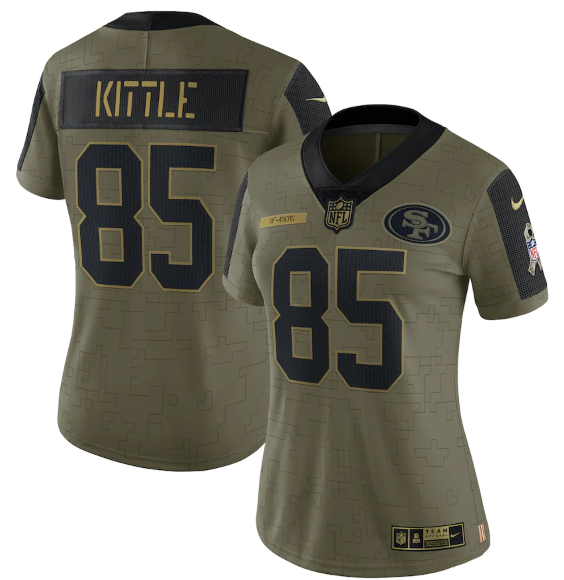Custom San Francisco 49ers olive Salute To Service jersey