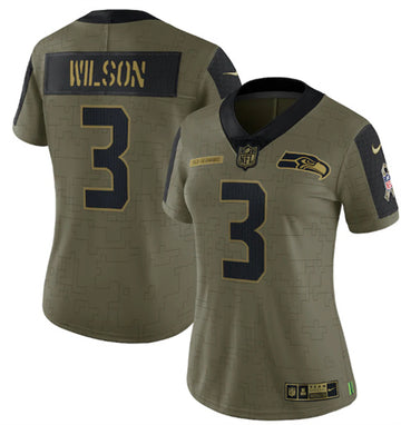 Russell Wilson Seattle Seahawks olive Salute To Service jersey