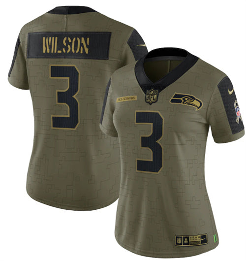 Russell Wilson Seattle Seahawks olive Salute To Service jersey