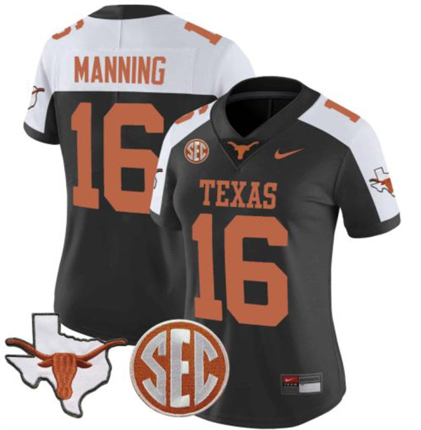 Arch Manning Texas Longhorns black-white jersey