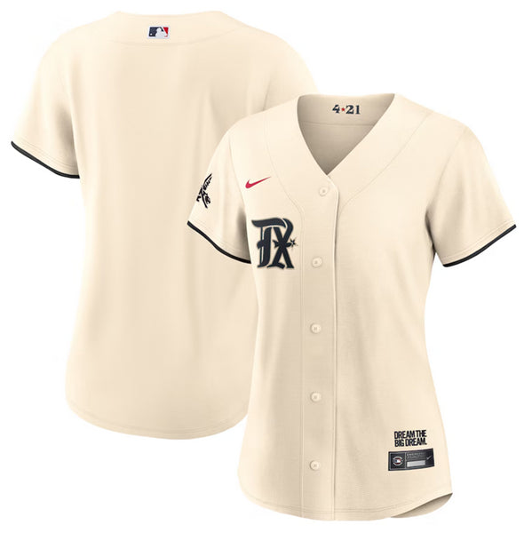 Custom Texas Rangers cream City Connect jersey