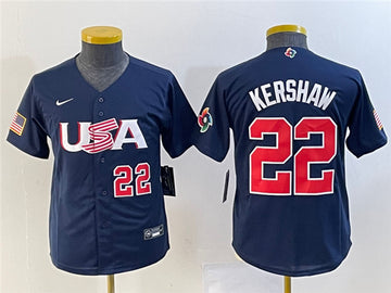 Clayton Kershaw USA Baseball navy Classic jersey