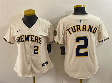 Brice Turang Milwaukee Brewers cream Limited jersey