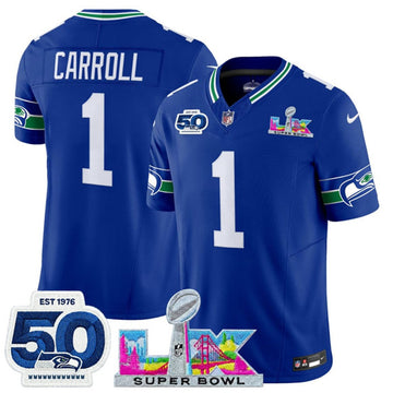 Pete Carroll Seattle Seahawks royal Vapor jersey